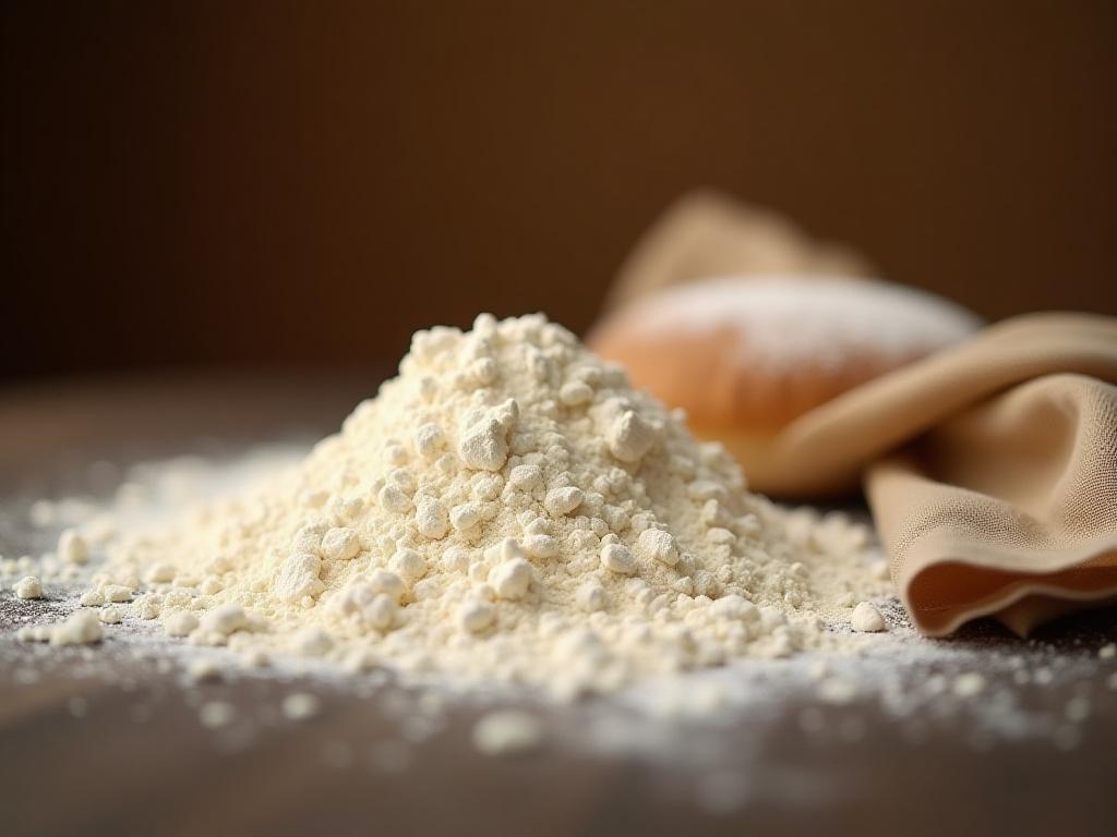 Artisan flour on a clean wooden surface
