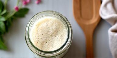 Complete sourdough starter kit with jar and dehydrated starter