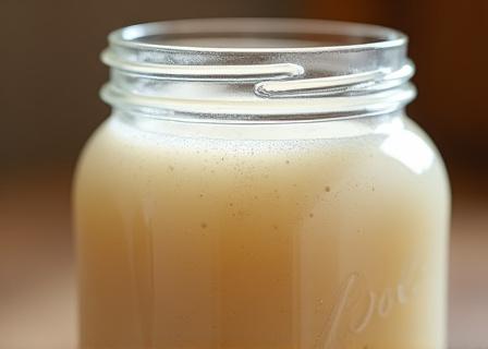 Bubbling sourdough starter in a glass jar